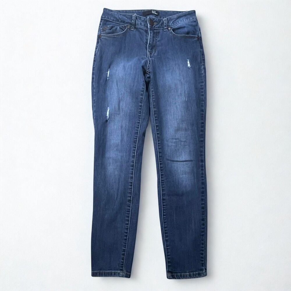 1822 Denim Jeans Women 4 Skinny Mid Rise Blue Stretch Distressed